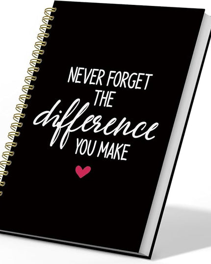 DSHFG Black Notebook Journal for Women Employees Gifts, Notebooks for Work Office Supplies, Appreciation Gifts Thank You Gift, Spiral Notebook, Never Forget The Difference You Make, 5.5x8.3