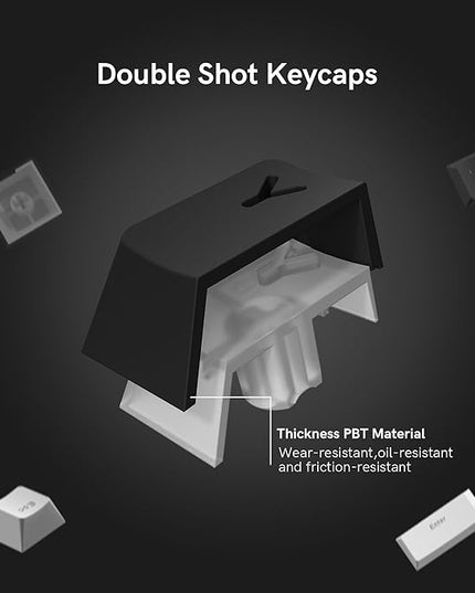 XVX Black and White Keycaps, Shine Through PBT Keycaps Cherry Profile, Custom Key caps Doubleshot 124 Keys Set, Universal Compatiability for 60%, 65%, 75%, 100% Keyboard