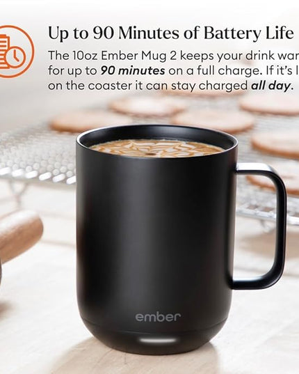 Ember Temperature Control Smart Mug 2, 10 Oz, App-Controlled Heated Coffee Mug with 80 Min Battery Life and Improved Design, Black