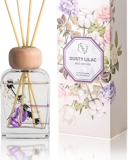 Orelune Reed Diffuser Set, 3.4 fl oz - Elegant Home Fragrance with Sticks - Long-Lasting Scented Oil Reed Diffuser for Bedroom, Bathroom Shelf Decor & Office (Dusty Lilac)