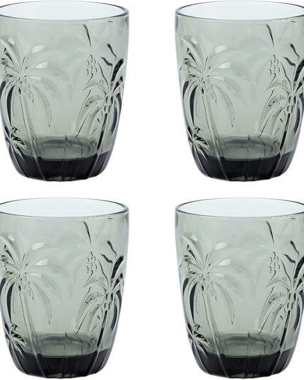 M&N HOME Set of 4 Old Fashioned Drinking Glasses, 9 Oz Cups, Glass Tumblers, Glass Cups, Water Glasses, Juice Glasses, Highball Glasses, Glassware Set - GREY SET