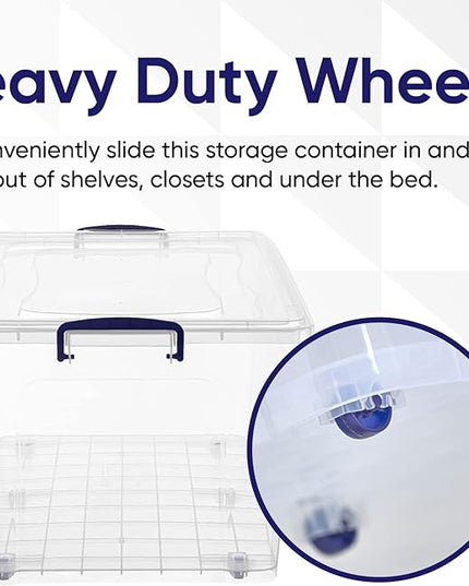 Superio Storage Bins with Lids- Clear Boxes for Organizing, Stackable Plastic Containers- BPA Free, Non-Toxic, Odor Free, Organizer for Home, Office, Dorm (6 Pack, 85 Qt (Wheeled))