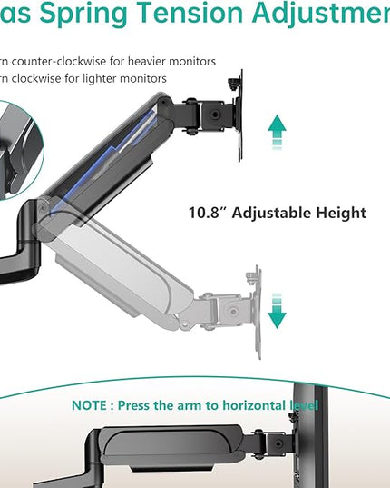 WALI Triple Monitor Mount for 13-27 inch Screens, Adjustable 3 Monitors Desk Mount with Swivel, Tilt, Clamp & Grommet Kit, Gas Spring Arm Triple Monitor Stand, VESA 75x75/100x100mm (GSDM003), Black