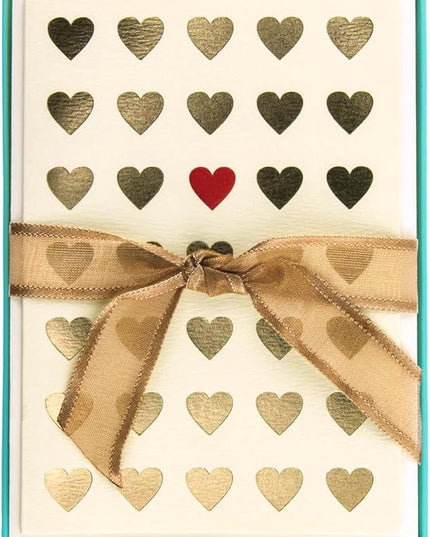 Graphique Lots of Love La Petite Presse Boxed Notecards - 10 Embossed and Embellished Gold Foil Heart Blank Cards with Matching Envelopes, 3.25 x 4.75" (L1315CB)