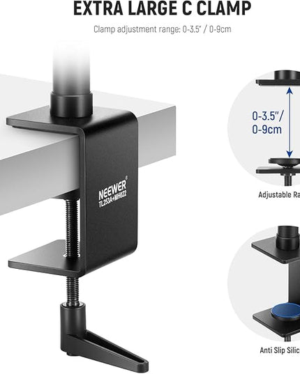 NEEWER Upgraded Overhead Camera Rig with Trifold Camera Boom Arm (Max Load 2lb), 47"/1.2m Telescopic Desk Mount Stand (Max Load 8.8lb) with Phone Clamp Ball Head for LED Light Webcam Mic, TL253A+MH022
