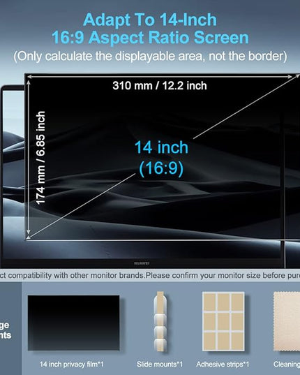 JEAPKA Laptop Privacy Screen 14 Inch Privacy Filter Screen Protector for 14Inch Laptop Anti Blue Light Glare Removable Filter