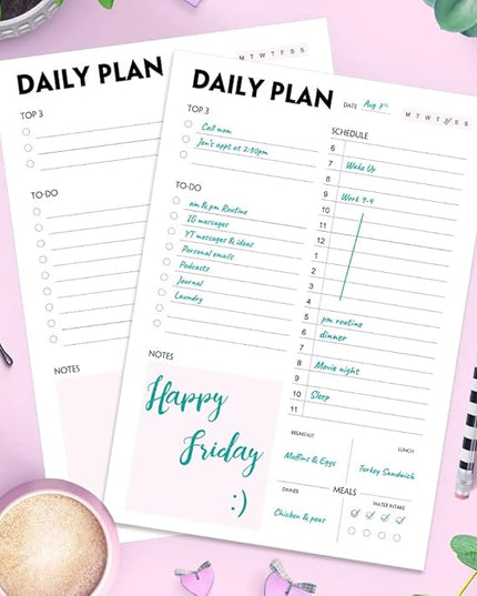 (Pack of 3) Nokingo Daily To Do Lists - A5 Calendar, Organizer with Priority, To Do Lists, Appointments, Meals and Water Intake Tracker, 50 Undated Tear-Off Sheets Daily Planner Pad, 5.8"x8.25"