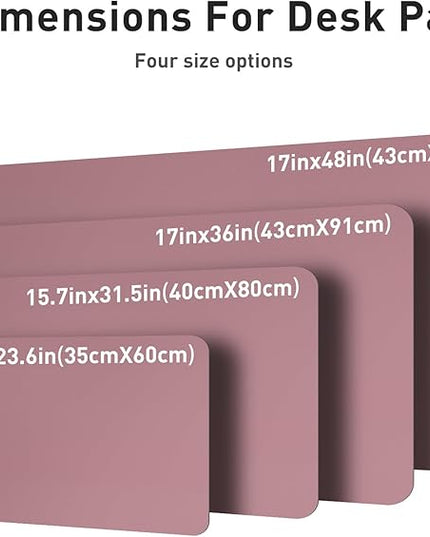 Aothia Leather Desk Pad Protector, Mouse Pad, Office Desk Mat, Non-Slip PU Leather Desk Blotter, Laptop Desk Pad, Waterproof Desk Writing Pad for Office and Home (48"x17", Dark Pink)