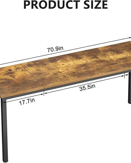 DlandHome 71 inches X-Large Computer Desk, Composite Wood Board, Decent and Steady Home Office Desk/Workstation/Table,23.6 Wide, Retro