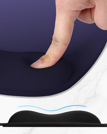ITNRSIIET Ergonomic Mouse Pad, Cushioned Gel Wrist Rest, Non-Slip Base, Smooth Surface, Compatible with All Mice for Office & Gaming, Desk Accessory, 9.5 x 8.2 inch, Violet Gradient