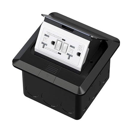 KYHSHJ Pop Up Floor Electrical Outlet with 20 Amp Stainless Steel GFCI Tamper Receptacle Outlet, Corrosive Resistant Hardware，ETL Listed,Black