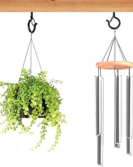 FSAH 36 PCS Q-Hanger Hooks with Safety Buckle, Windproof Screw Hooks for Outdoor String Lights Hanging Christmas Lights, Plants, with 1 Wing Nut Driver
