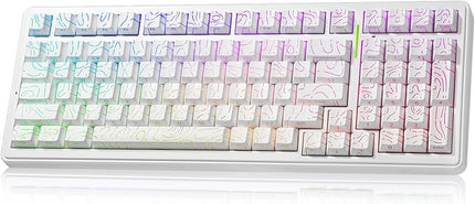 LEOBOG Aula Keyboard, F99 Wireless Mechanical Gaming Keyboards, Hot Swappable Custom Creamy RGB Backlit Computer Keyboard,BT5.0/2.4GHz/USB-C,Topographic Side-Printed Keycaps, Switch