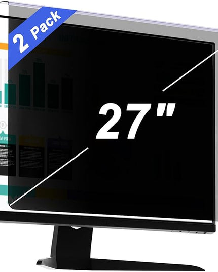 【2 Pack】 Computer Privacy Screen Protector for 27 Inches Monitor Anti Blue Light 16:9 Widescreen Filter Hanging Type Anti Scratch Easy Installation Shield for Desktop Computer