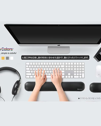 UnivoColors Design-Wave Wrist Rest, Artificial Sheepskin+Memory Foam+Ergonomic+Anti-Slip Gel, Resilience Support During Work and Gaming,Mouse Accessory,Yellow,N