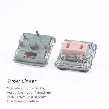 Kailh PG1350 Choc V1 Mechanical Keyboard Switch,Low Profile switches,Chocolate Silent Mechanical Clicky/Linear/Tactile Switches,RGB SMD LED 5-Pin Kailh Switches(Pink-70Pcs