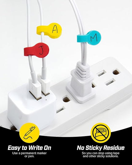 Wrap-It Storage - Mini Multi-Color Cable Labels (60 Pack) - Colorful Charger & Wire Labeler