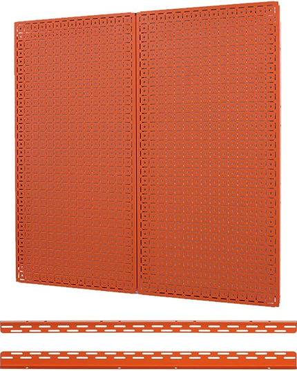 OmniWall Pegboard 2- Panel Side-By-Side Set 32-Inch Tall x 32-Inch Wide Metal Pegboard For Garage & Home Storage Orange