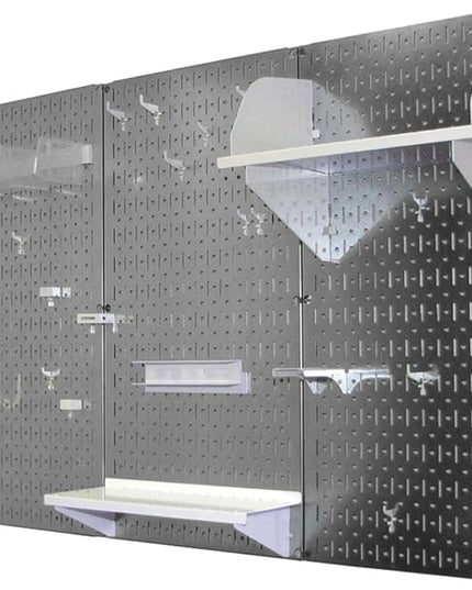 Wall Control Pegboard Organizer 4 ft. Metal Pegboard Standard Tool Storage Kit with Galvanized Toolboard and White Accessories