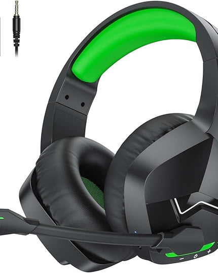 BINNUNE 2.4GHz Wireless Gaming Headset, Bluetooth 5.3 Gaming Headphones with Noise Canceling Mic, 120H Ultra-Long Battery, 50mm Drivers, Multi-Platform for PC / PS5 /PS4/ Switch/Mobile, Green