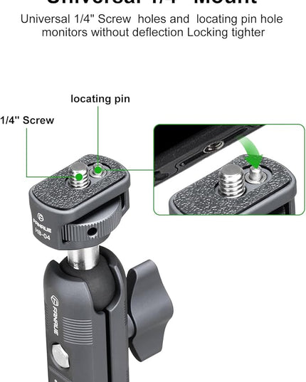 FANAUE Mini Articulating Arm Mount Camera Accessories Compatible with 1/4"-20 to 1/4"-20 Connectors (with Locating Pins) Aluminum-Built Arm Offers Flexibility Connectors