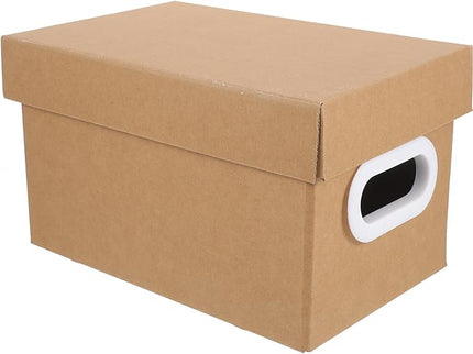 Uonlytech Thickened Kraft Paper Storage Box with Lid, Portable Desktop Organizer for Documents and Sundries, Versatile Office and Home Storage Container