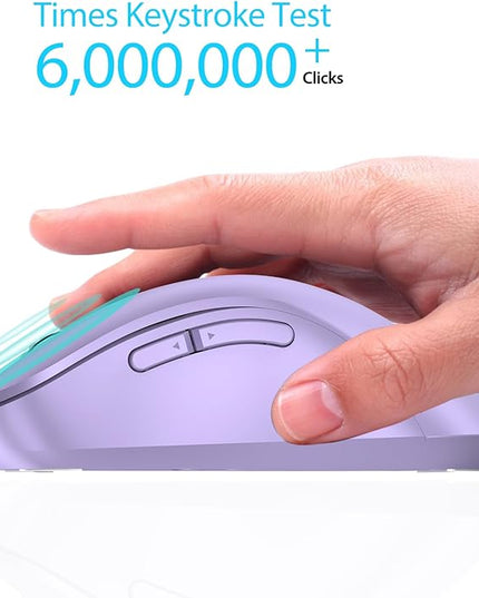 memzuoix 2.4G Wireless Mouse, 1400 DPI Computer Mice with USB Receiver, Portable Wireless USB Mouse Battery Powered Cordless Mice for Laptop, PC, Desktop, 5 Buttons (Lilac)