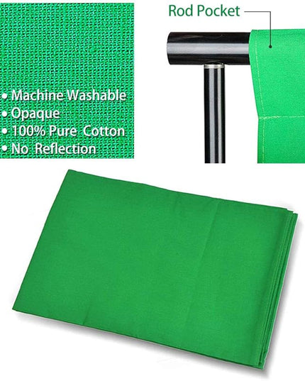 SLOW DOLPHIN Photo Video Studio 10 x12ft 100% Cotton Muslin Chromakey Green Screen Backdrop with 10 x 10ft Stand Photography Background Support System Kit Clamp, Carry Bag