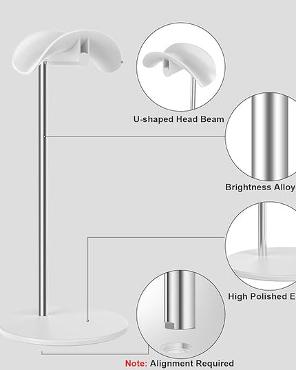 SHUOSUO Headphone Stand, Headset Holder with Solid Base for Desk, Compatible with AirPods Max, Beats, Bose, B&O, Sony, Sennheiser, Gaming, etc (White)