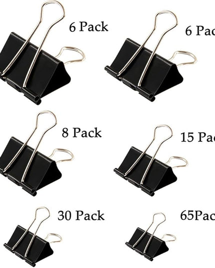 Binder Clips Paper Clamp for Paper-130 Pcs Clips Paper Binder Assorted Sizes (Black)