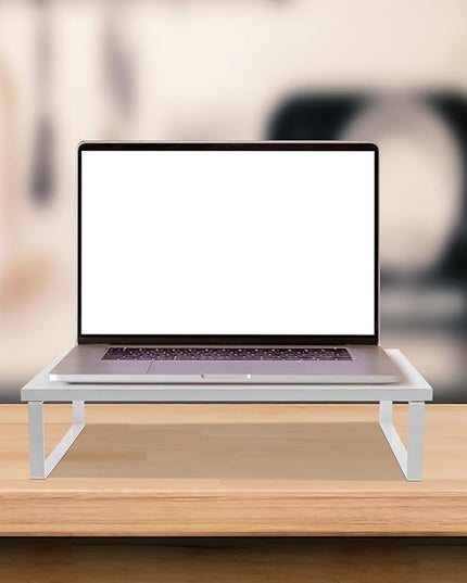 Monitor Riser Stand with Desk Organizer for Office and Home Use Stable Laptop and Computer Monitor Stand Riser White 40X20X8Cm for Workspace