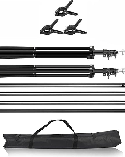 Backdrop Support Stand 6.4x10FT Photo Backdrop Stand Adjustable Photography Studio Background Support System Kit with Carrying Bag and 3 Clamps for Photo Video Shooting, Wedding, Party