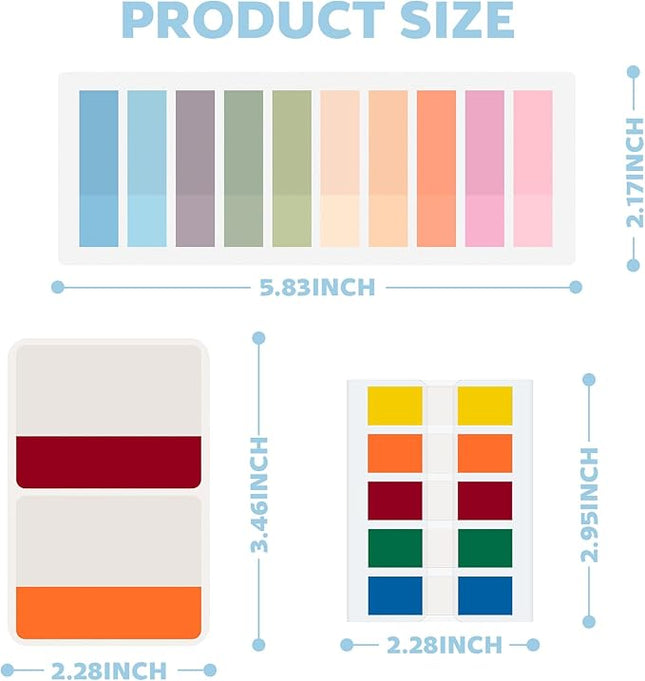 ZTML MS 1400 Pieces Book Tabs, Morandi Sticky Tabs, Page Markers, Page Tabs for Binders, Colored Tabs for Annotating Books, Reading Notes and Classify Files, 26 Sets Book Sticky Tabs for Notebooks