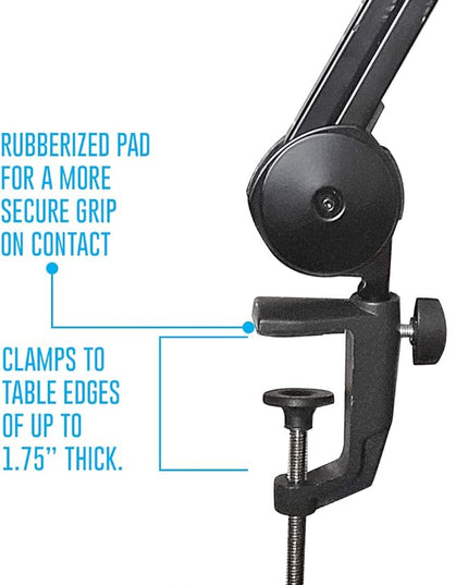 AxcessAbles Large Heavy Duty Desk Mounted Microphone Boom Stand with 3.3ft Extension and 6ft XLR Cable | 5LB Capacity | Podcast Boom for Large Condenser Mic | Desktop Boom Mic Stand