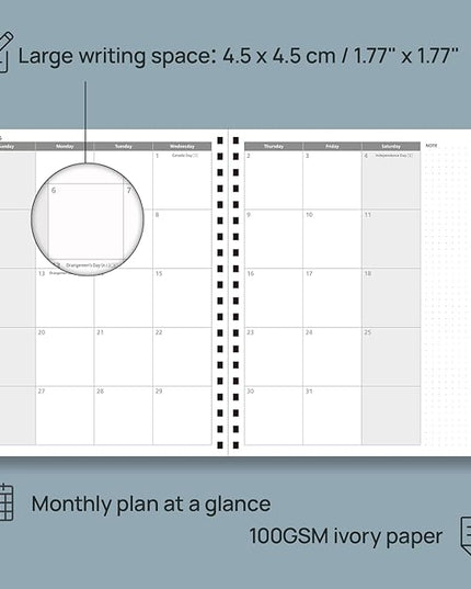 POPRUN 2026 Weekly and Monthly Planner Calendar, January 2026 - December 2026,Large 8.5'' x 10.5'' Spiral Bound Appointment Book, Includes Monthly Tabs, Inner Pocket,Soft Cover - Soft Pink
