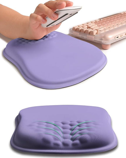 Hokafenle Ergonomic Wrist-Hugging Mouse Pad Wrist Support, U-Shaped Holding Wrist Rest Mousepad for Carpal Tunnel Pain Relief with Cushioned Memory Foam Slope Massage Bulge (10.2x8.3 in,Lavender)