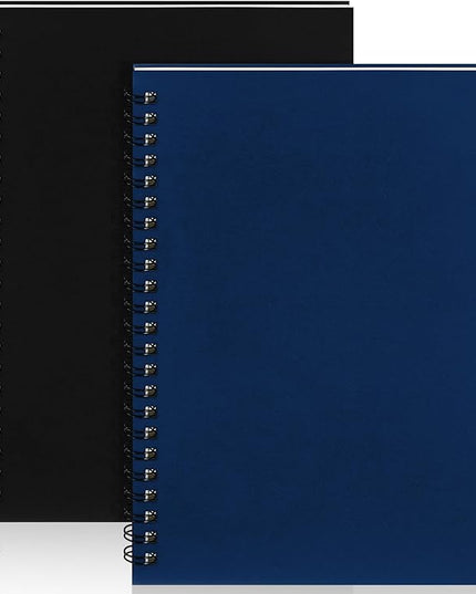 Yahenda Spiral Notebook Bulk A5 Journal Lined 8.3'' x 5.5'' Writing Composition Paper Small Notepad Subject Notebook for Students Office Business Back to School Supplies(Black, Deep Blue,2 Pcs)
