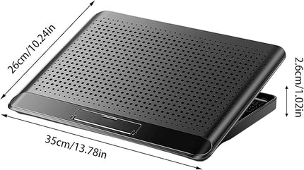 Adjustable Laptop Fan Stand, 35x26x2.3cm Aluminum Alloy Quiet Cooler Riser, Computer, Laptop, Keyboard, Phone, Tablet, Book, Desk, Home, Dorm, Office