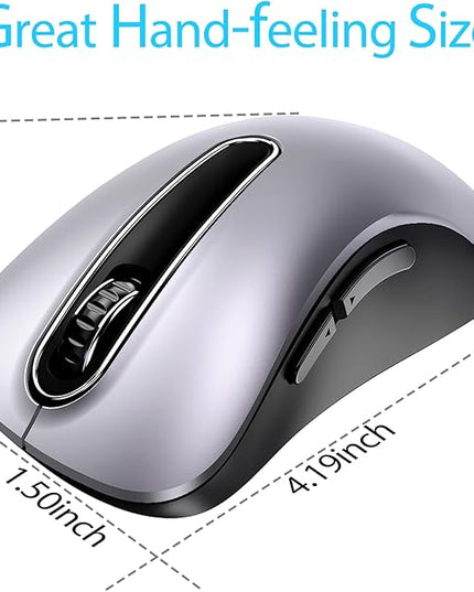 memzuoix 2.4G Wireless Mouse, 1400 DPI Mobile Optical Cordless Mouse with USB Receiver, Portable Computer Mice Wireless Mice for Laptop, PC, Desktop, MacBook, 5 Buttons (Gunmetal)