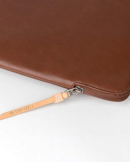 Comfyable Slim Laptop Sleeve Compatible with 13 Inch MacBook Air 13 in M4 M3 M2 M1, 13" MacBook Pro, PU Leather Bag Water-Resistant Cover Case, Brown