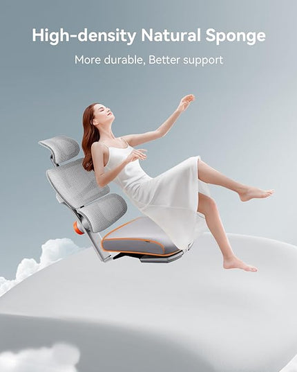 Newtral Office Chair Ergonomic - Home Office Desk Chair, Big and Tall Office Chair, Auto-Following Lumbar Support for Back Pain, Adjustable Seat Depth and Height (with Footrest + Laptop Tray, Gray)