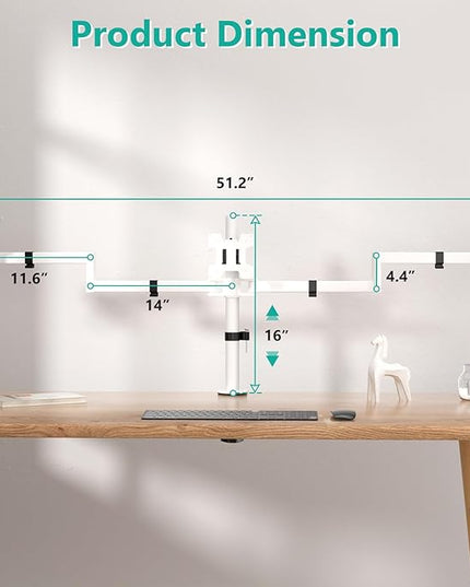 WALI Triple Monitor Mount, Three Monitor Desk Mount Fits 13-27in Screens, Holds up to 22lbs, Multiple Computer Stand with Tilt, Swivel, Rotation, VESA 75x75,100x100mm(M003S-W), White