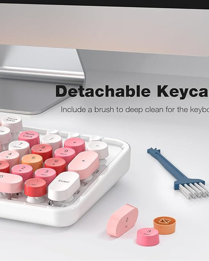 MOFII Wireless Keyboard and Mouse Combo,2.4GHz Retro Full-Size Wireless Keyboard with Number Pad and Cute Wireless Mouse for Computer PC Desktops Laptop WindowsxP/7/8/10 (Lipstick Colorful)
