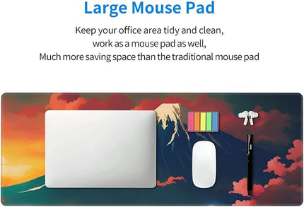 Sunset Pink Clouds Mountain Gaming Mouse Pad XL, Large Non Slip Rubber Mousepad, Stitched Edges Mouse Pads, Long Extended Mouse Pad,31.5'' X 11.8''