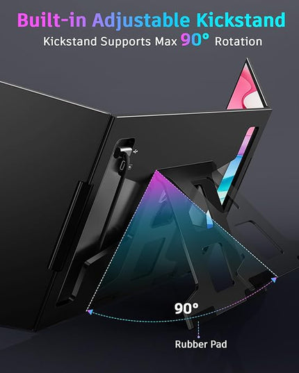 QQH Laptop Screen Extender, 15.6” Triple Portable Monitor for Laptop with Ultra-Slim FHD IPS Display, USB-C Plug and Play Extended Screen Compatible with MacOS, Windows, Android for 12-16" Laptops