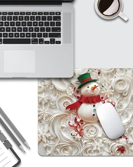 Christmas in The Snow Square Mouse pad, Texture, Waterproof, Anti Slip Rubber Base, Computer Mouse pad, Laptop Mouse pad