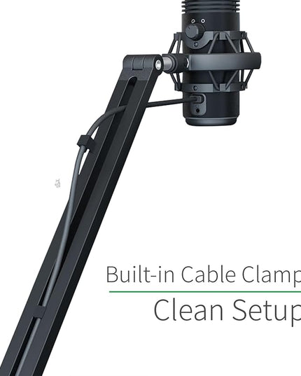 mic Boom Arm Low Profile Adjustable Stick Microphone Arm Stand with Desk Mount Clamp Screw Adapter Cable Management,for Audio-Technica shure sm58 beta58 sm7b blue yeti