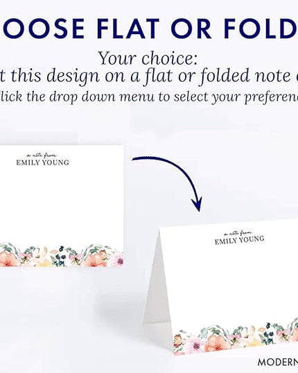 Personalized Floral Stationery Set, Personalized stationary for Women, Your Choice of Colors and Quantity