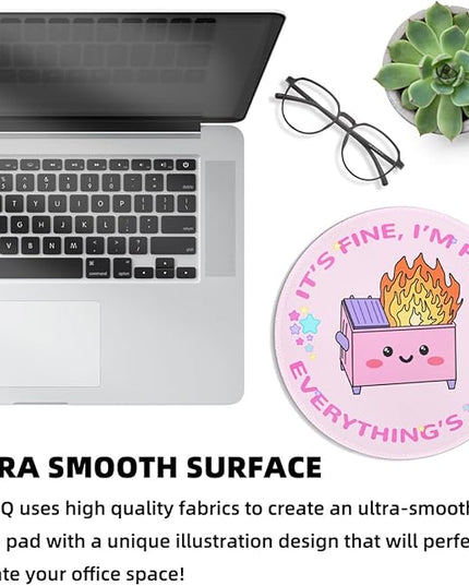 Dumpster on Fire Small Mouse Pad, Cute Funny Round Mousepad with Non-Slip Rubber Base, This is Fine Mouse Pads for Desk Accessories Laptop Gaming Office Supplies Decor(8.6 x 8.6 Inch)