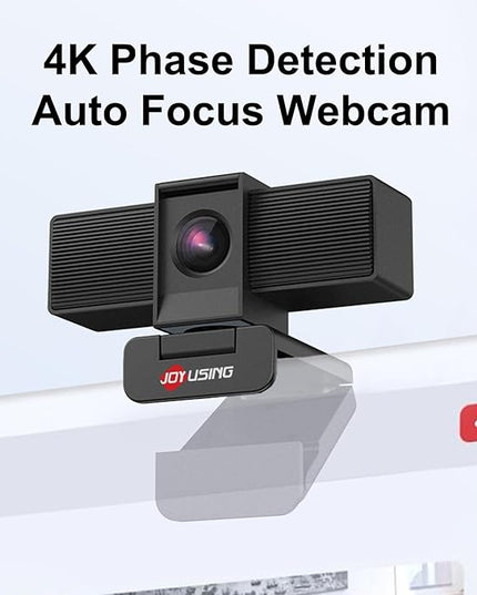 JOYUSING Flip600S 4K Webcam for PC, Ultra HD Webcam with tripod, PDAF Autofocus, Noise-Cancelling Mics, 79° FOV, Auto Light Correction, Privacy Cover, for Conference, Streaming, Zoom/Teams/Google Meet